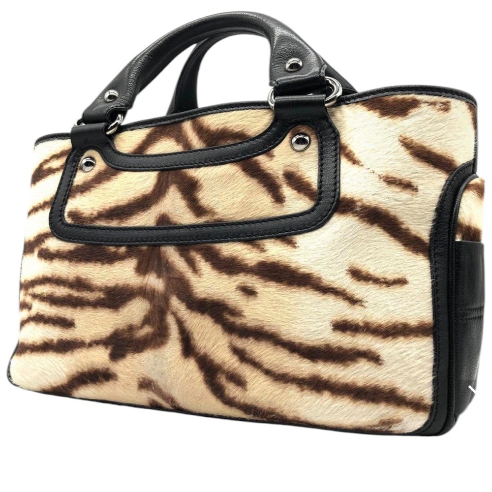 Celine Zebra Print Satchel with Black Accents
